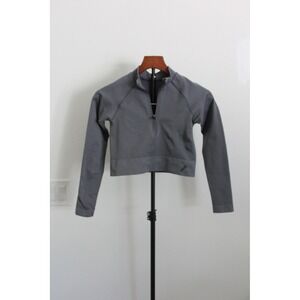 TALA Aster Women's Grey Long Sleeve Cropped Quarter Zip Pullover Size Small